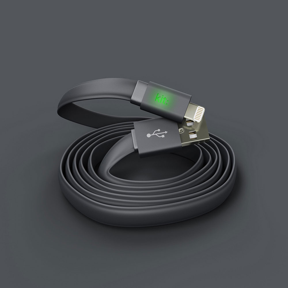 Кабель USB KIT-Lightning cable 1м MFI Grey (IP5USBFRESHGY) Підсвітка True