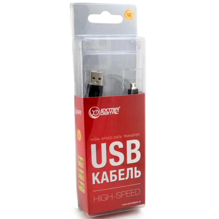 Фото 4 Кабель EXTRADIGITAL USB 2.0 AM / microUSB-B 0.5m black (KBU1624)