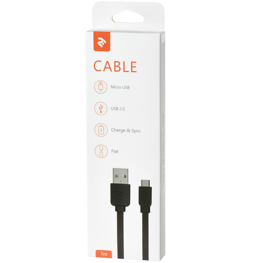 Кабель 2E 2.0 to Micro USB Black (2E-CCMPVC-1MBL) Довжина 1