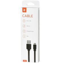 Кабель 2E 2.0 to Micro USB Black (2E-CCMPVC-1MBL)