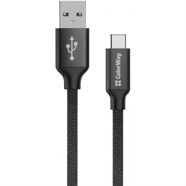 

Кабель COLORWAY USB - Type-C 2.1А 1м Black (CW-CBUC003-BK), USB - Type-C 2.1А 1м чорний