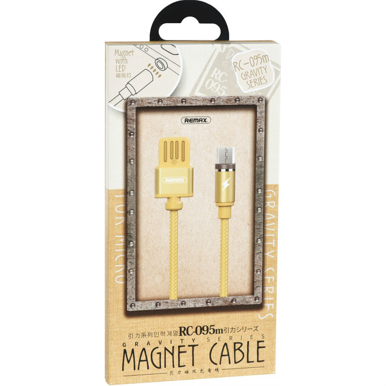 Кабель REMAX Magnetic Micro USB 1 м, gold (RC-095M-GOLD) Подсветка False