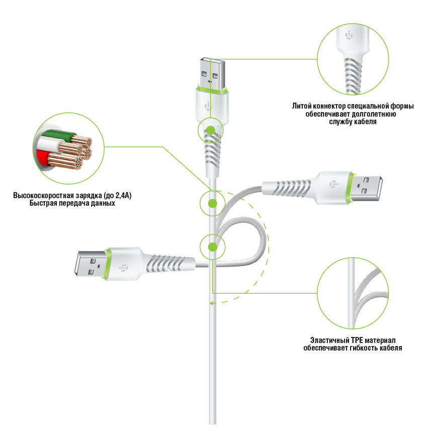 Кабель INTALEO CBFLEXL3 Lightning 3 м White (1283126487507) Тип USB - Lightning