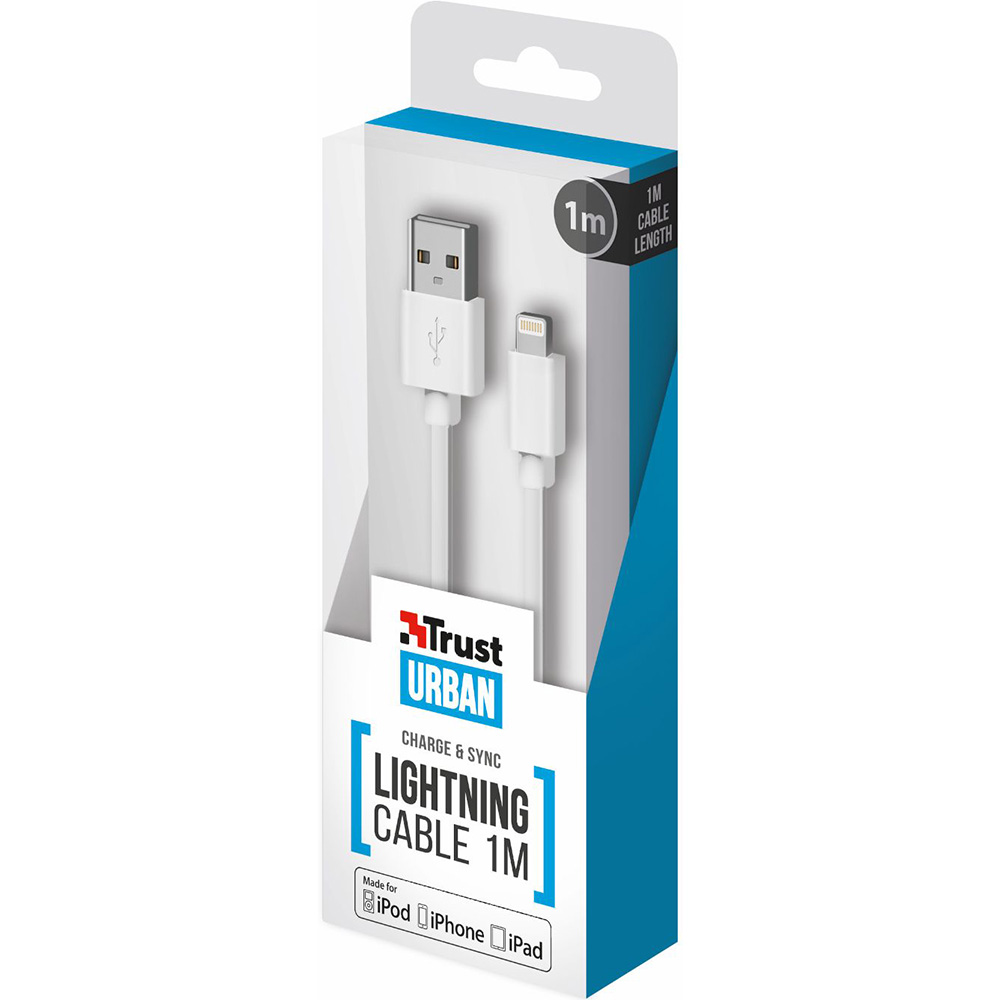 Кабель TRUST URBAN Lightning Cable 1m WHITE (20345) Подсветка False