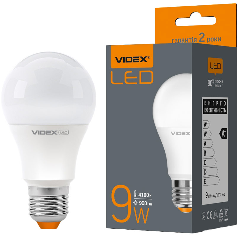 Светодиодная лампа VIDEX LED A60e 9W E27 4100K 220V (23490)