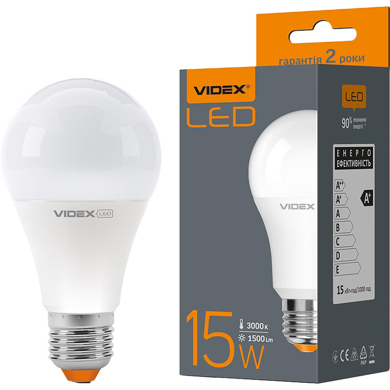 Светодиодная лампа VIDEX LED A65e 15W E27 3000K 220V (23922)