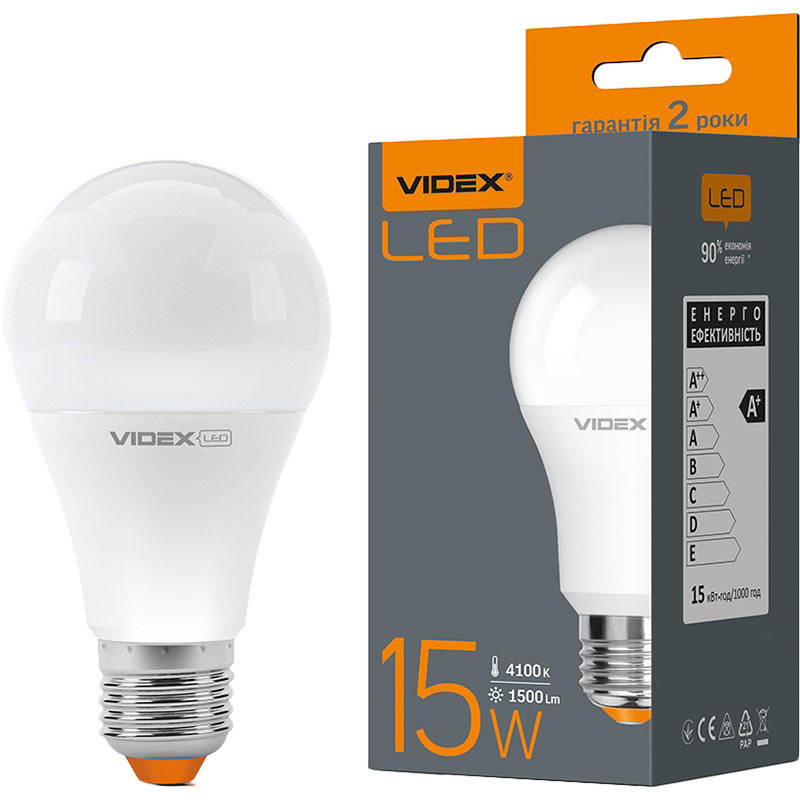 Світлодіодна лампа VIDEX LED A65e 15W E27 4100K 220V (23884)