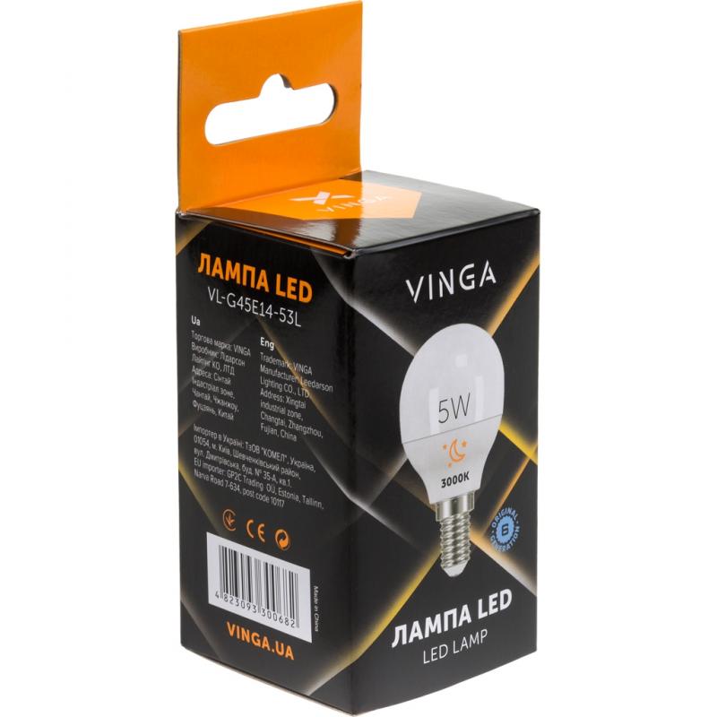 Светодиодная лампа VINGA VL-G45E14-53L Тип светодиодная (LED)