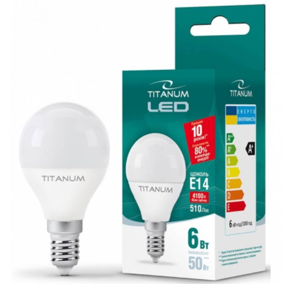 Лампочка TITANUM G45 6W E14 4100K 220V (TLG4506144) Тип світлодіодна (LED)