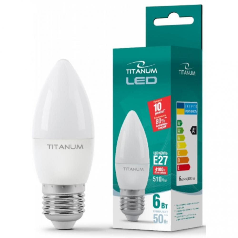 Лампочка TITANUM C37 6W E27 4100K 220V (TLС3706274) Тип светодиодная (LED)