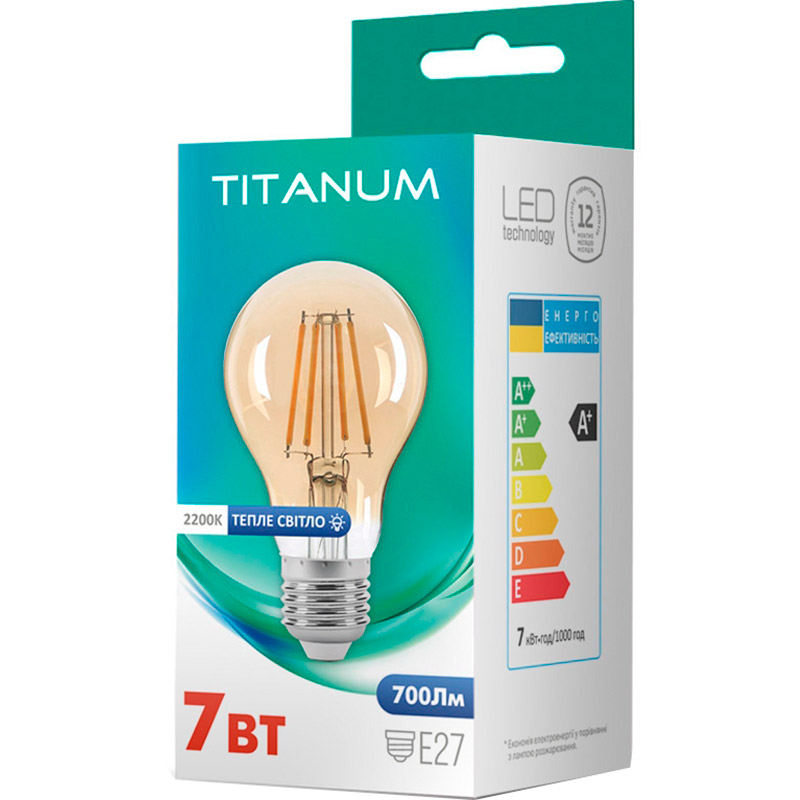 Светодиодная лампа TITANUM Filament Bronze (TLFA6007272A) Тип цоколя (патрона) E27