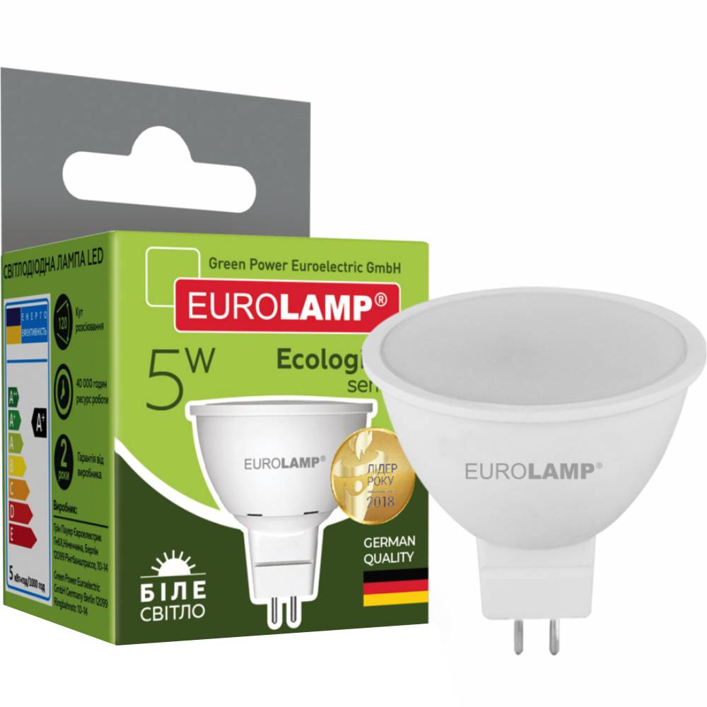 Лампочка EUROLAMP LED SMD MR16 5W GU5.3 4000K 220V (LED-SMD-05534(P))