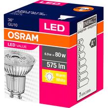 Светодиодная лампа OSRAM LED VALUE GU10 6.9-80W 3000K 230V PAR16 (4058075096646)