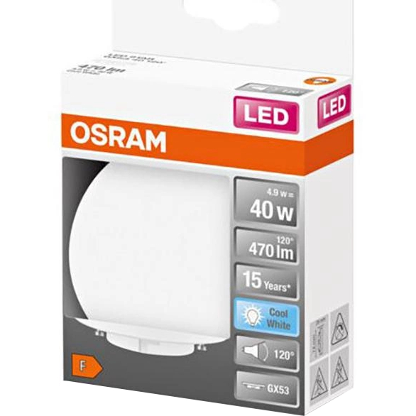 Светодиодная лампа OSRAM LED STAR 4.9W 470Lm 4000K GX53 (4058075433465) Тип светодиодная (LED)