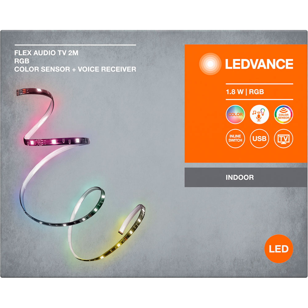 Светодиодная лента LEDVANCE FLEX AUDIO TV 1,8W 2M RGB COLORSEN USB (4099854095283) Потребляемая мощность 1.8