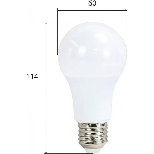 Лампочка MIORRO A60 11Вт E27 4000K 950Лм 175-265 V (51-314-001) Розмір виробу ШхД 60 х 114