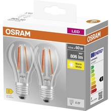 Светодиодная лампа OSRAM LED E27 6.5Вт A60 2 шт (4099854064098)