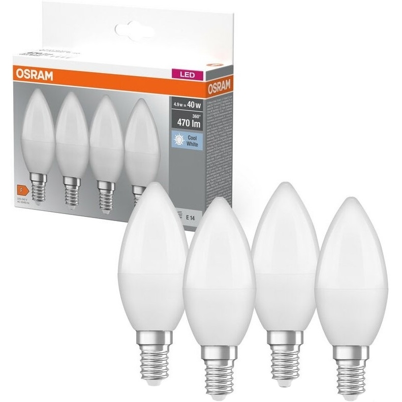 Светодиодная лампа OSRAM LED E14 4.9Вт B40 4 шт (4058075819610)