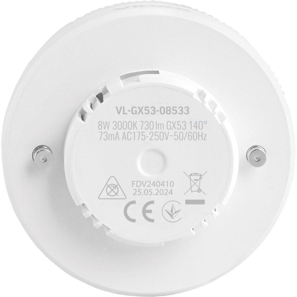Світлодіодна лампа VIDEX GX53 8W 3000K 220V, VL-GX53-08533 (28165) Розмір виробу ШхД 74 х 26