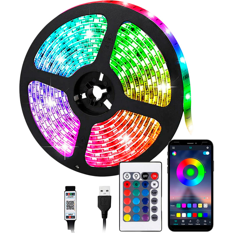 Світлодіодна стрічка INSPIRE Smart 5050RGB LED USB 2 м + пульт (24-Key-BT-Controllor5050RGB-LED-2M) (24bt50r2)