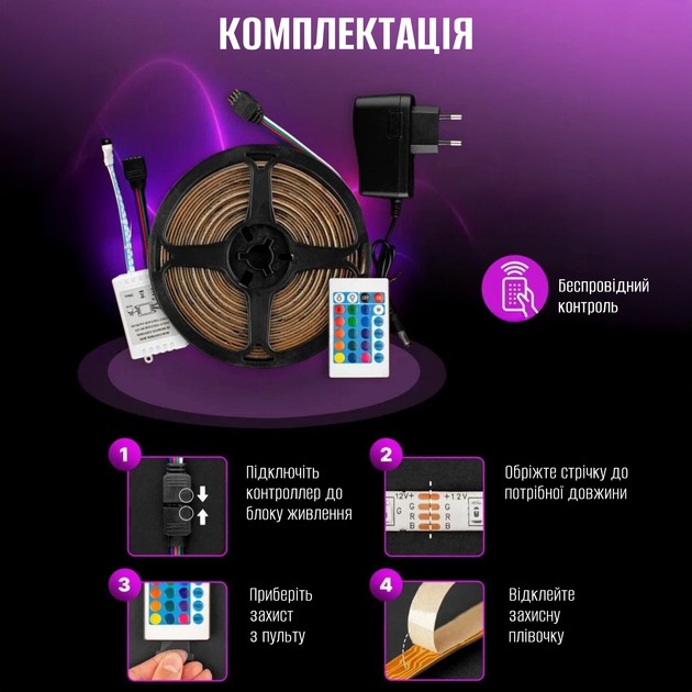 Світлодіодна стрічка INSPIRE LED RGB 2835 12V 5м (28r5) Тип світлодіодна (LED)