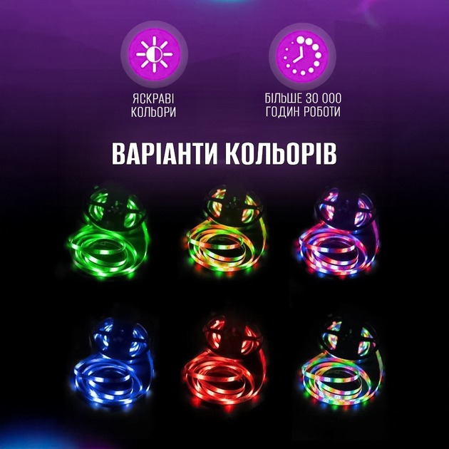 Світлодіодна стрічка INSPIRE LED RGB 2835 12V 5м (28r5) Особливості Захист: IP20; З пультом ДУ