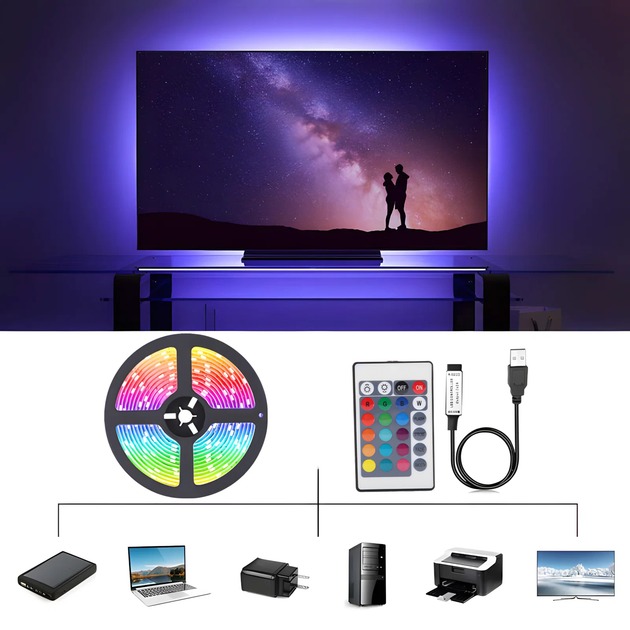 Світлодіодна стрічка INSPIRE LED RGB 2835RGB 5V 2м (24ir28r2) Тип світлодіодна (LED)