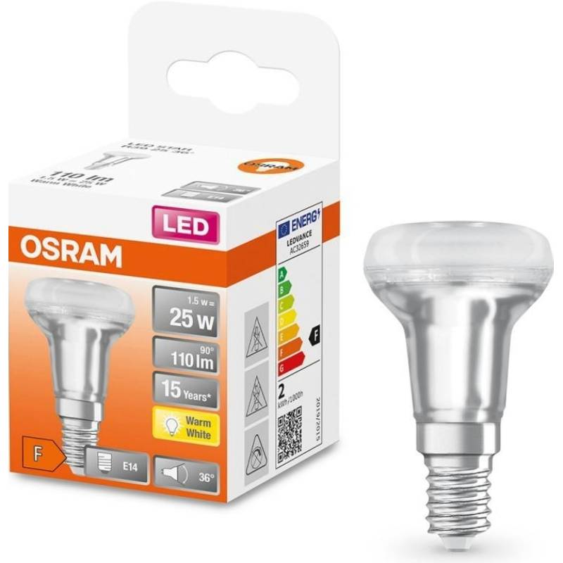 Світлодіодна лампа OSRAM LED E14 1.5Вт 2700К 110Лм R39 STAR (4058075433243) Матеріал корпусу Скло