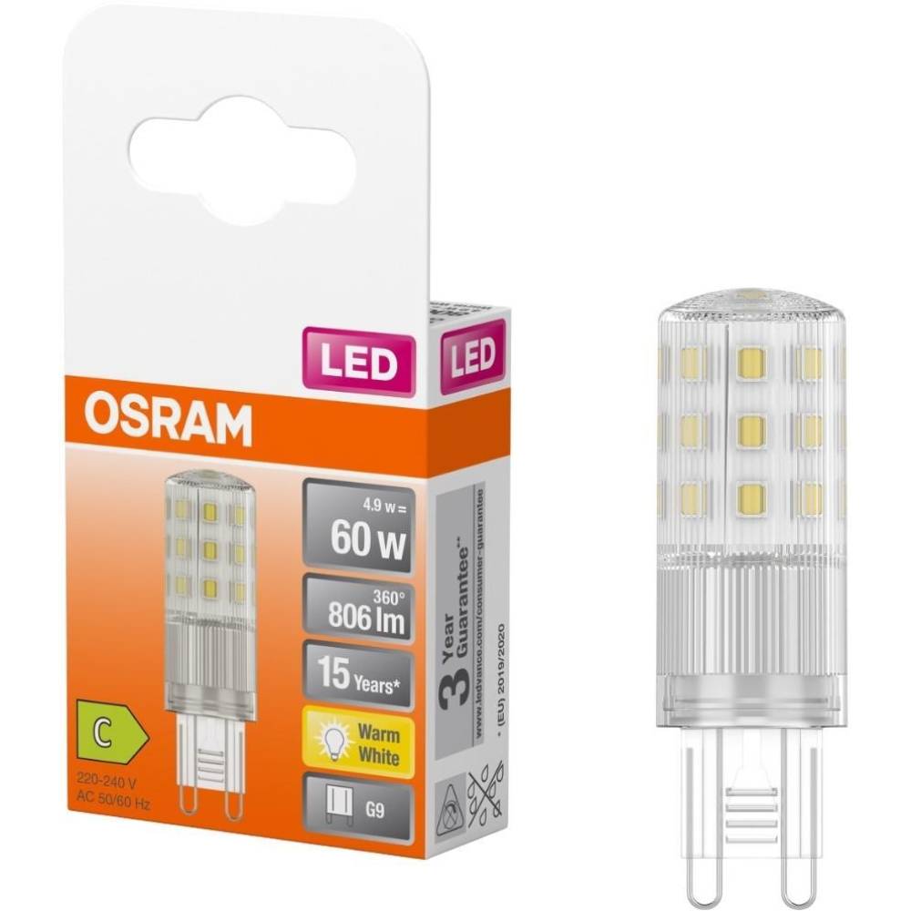 Світлодіодна лампа OSRAM LED G9 4,9W 806Лм 2700К PIN60 (4058075840522) Кількість в упаковці 1