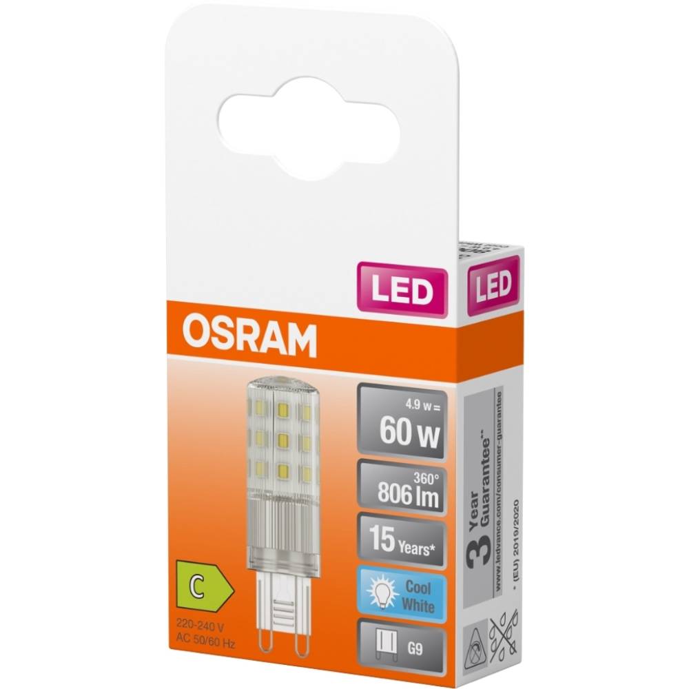 Світлодіодна лампа OSRAM LED G9 4,9W 806Лм 4000К PIN60 (4058075840546) Світловий потік 806
