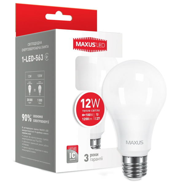 LED-лампа MAXUS A65 12W 220V E27 (1-LED-563) Тип світлодіодна (LED)