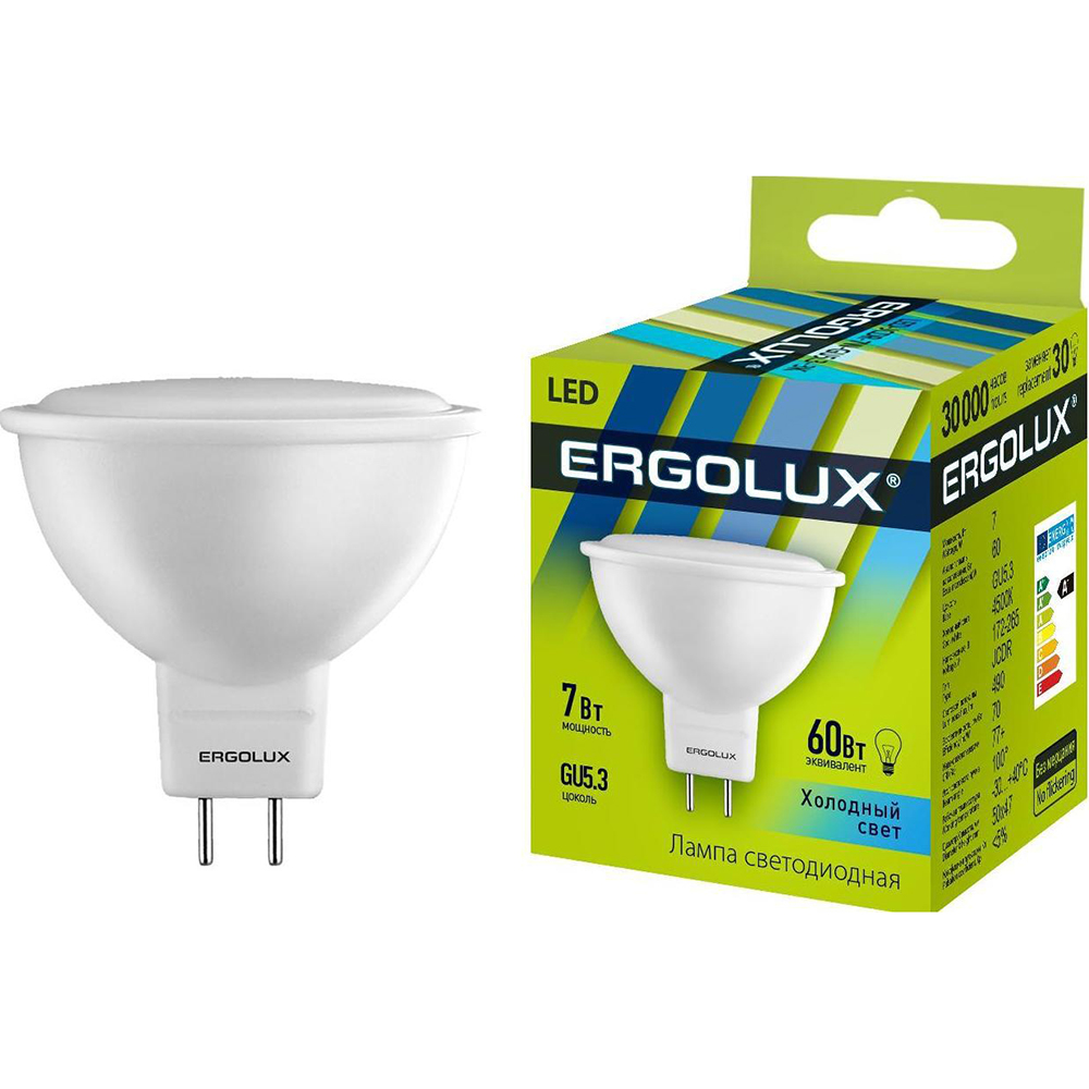 Світлодіодна лампа ERGOLUX JCDR 7W GU5.3 4000K (LED-JCDR-7W-GU5.3-4K) Тип світлодіодна (LED)