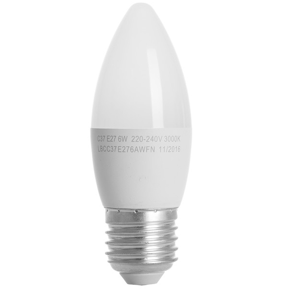 Світлодіодна лампа ERGO Basic C37 6W E27 3000K (LBCC37E276AWFN) Тип світлодіодна (LED)