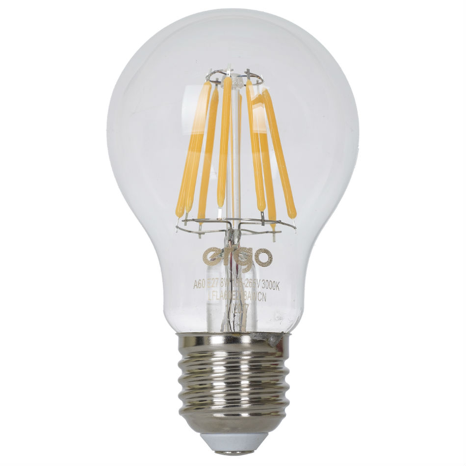 Світлодіодна лампа ERGO Filament A60 8W Е27 3000K 220V (LFLA60Е278AWCN)