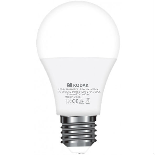 

Светодиодная лампа KODAK A60 E27 8W 220V (30419360/B-I), A60 E27 8W 220V