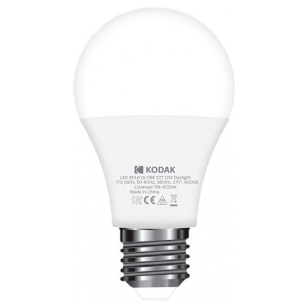 

Светодиодная лампа KODAK A60 E27 12W 220V 6000K (30417953/B-IK1), A60 E27 12W 220V