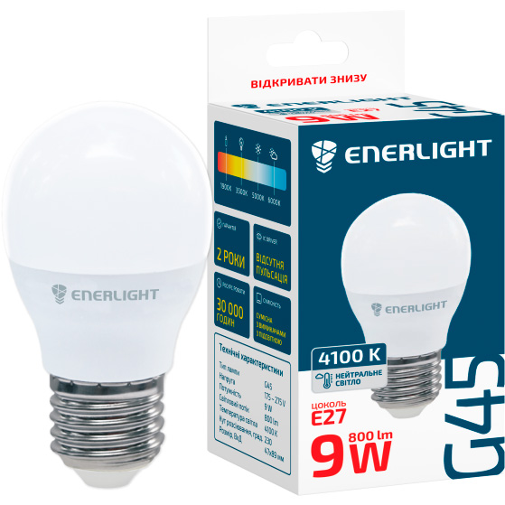 Світлодіодна лампа ENERLIGHT G45 9 Вт 4100K E27 (G45E279SMDNFR)