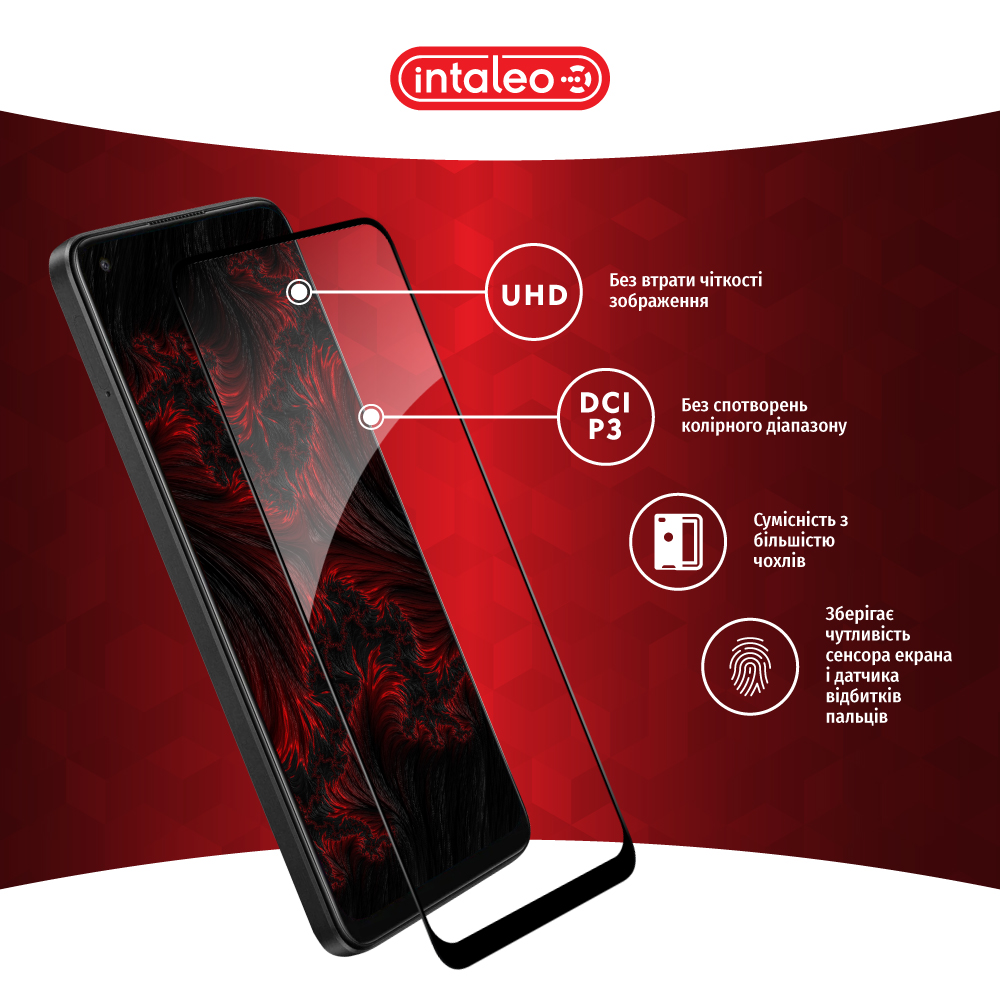 Защитное стекло INTALEO для Oppo A78 4G Full Glue Black (1283126582912) Олеофобное покрытие True