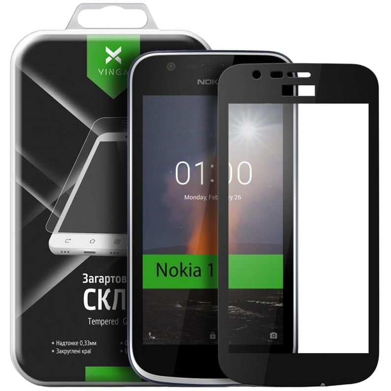 Защитное стекло VINGA для Nokia 1 Black (VTPGS-N1B) Совместимость по модели  Nokia 1