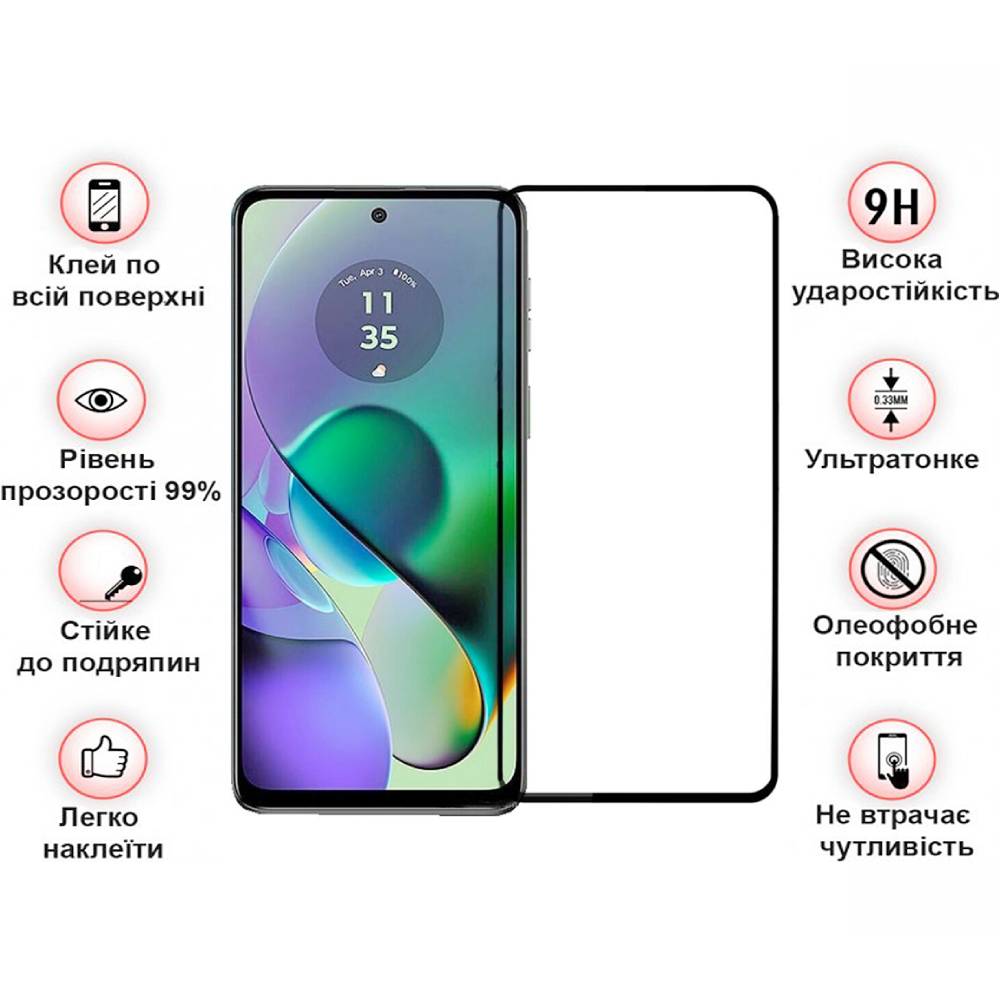 Защитное стекло BECOVER для Motorola Moto G54 / G54 Power Black (710107) Тип стекло