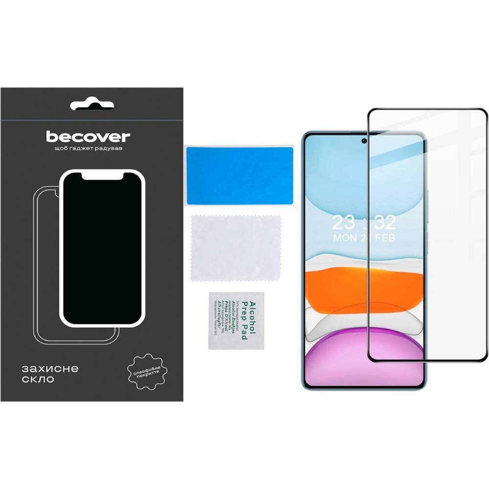 Защитное стекло BECOVER для Xiaomi Redmi Note 13 Black (710363) Тип стекло