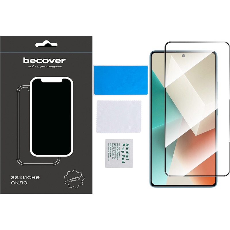 Захисне скло BECOVER для Xiaomi Redmi Note 13 Pro Black (710364) Олеофобне покриття True