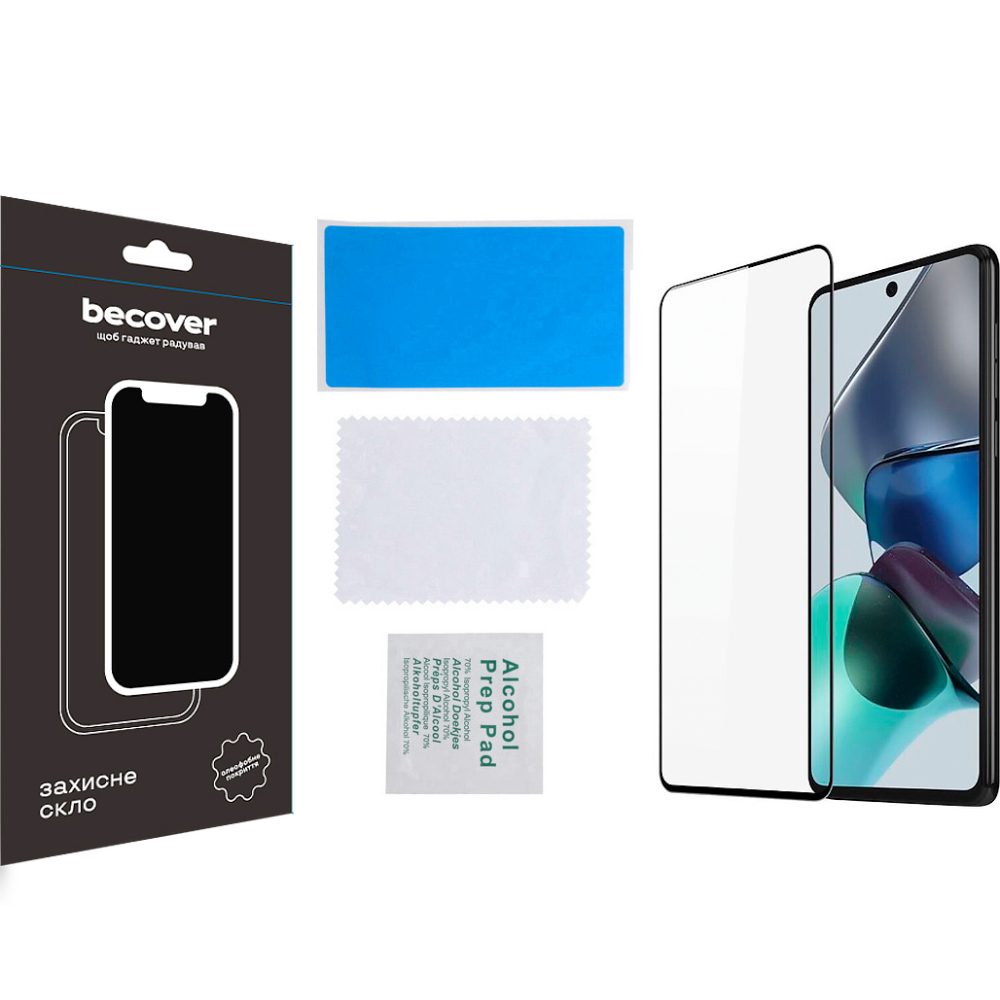Защитное стекло BECOVER для Motorola Moto E32s Black (709733) Тип стекло