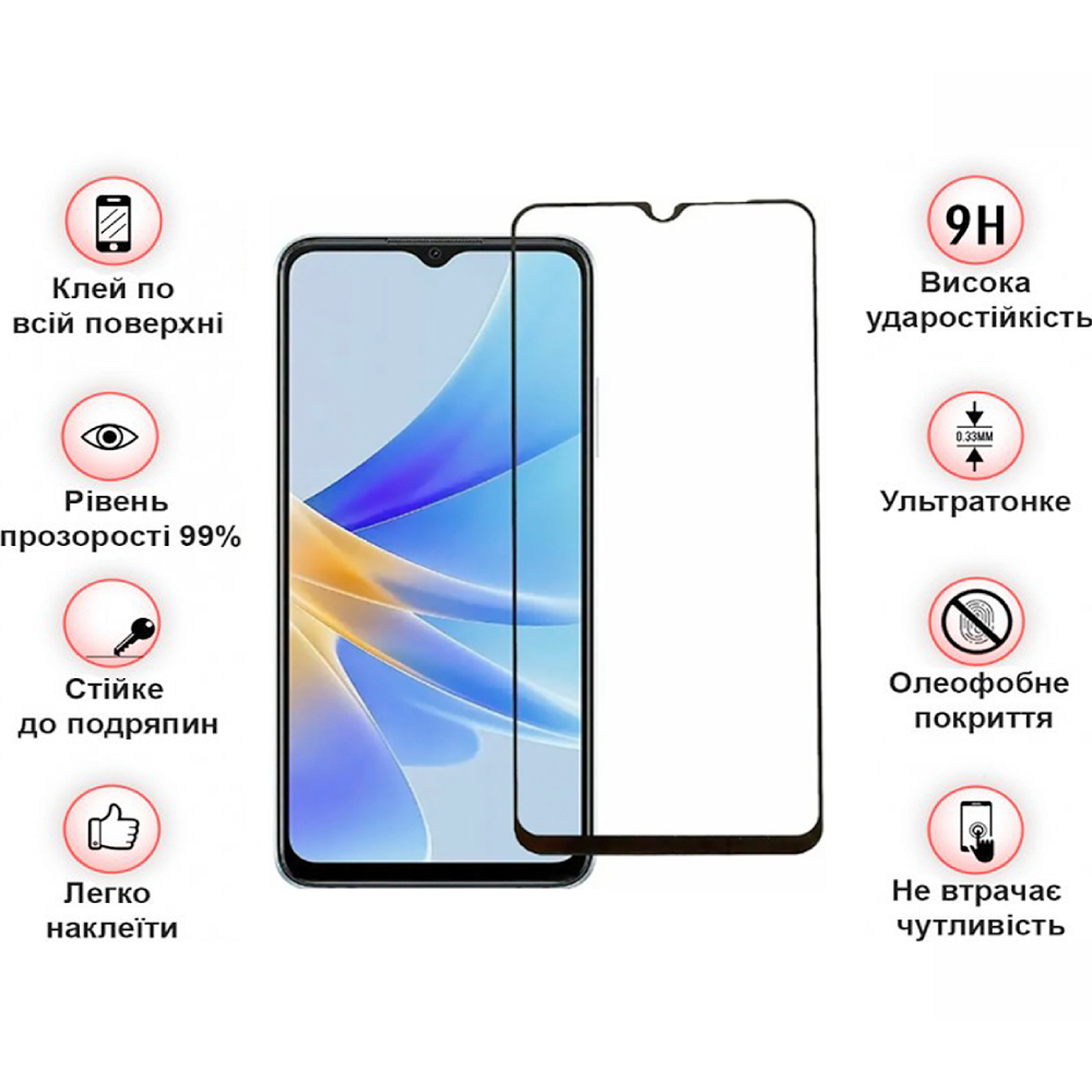 Защитное стекло BECOVER для Motorola Moto E32s Black (709733) Олеофобное покрытие True