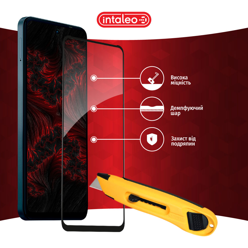 Защитное стекло INTALEO Full Glue для Tecno Spark 20 Black (1283126589003) Олеофобное покрытие True