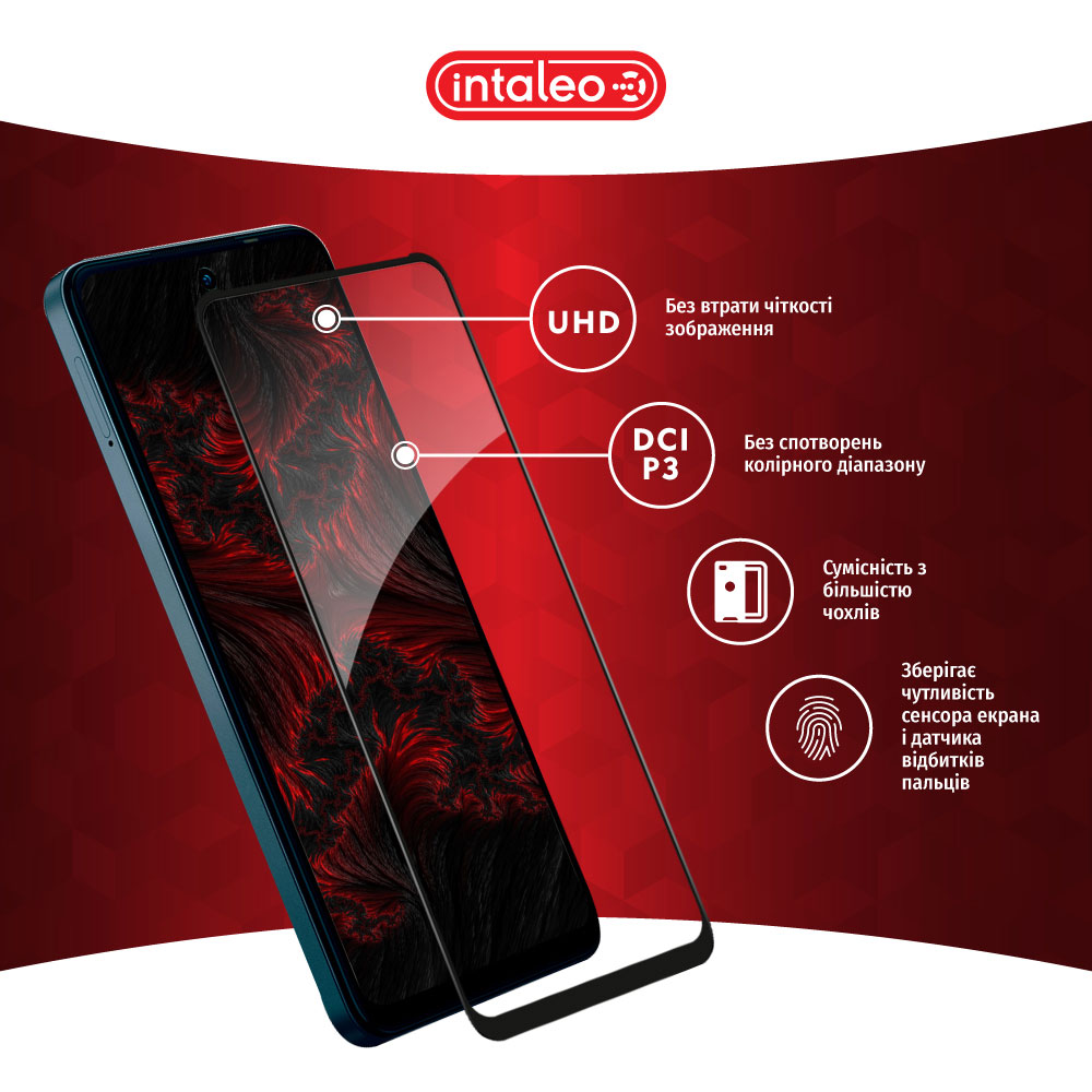 Защитное стекло INTALEO Full Glue для Tecno Spark 20 Black (1283126589003) Покрытие глянец