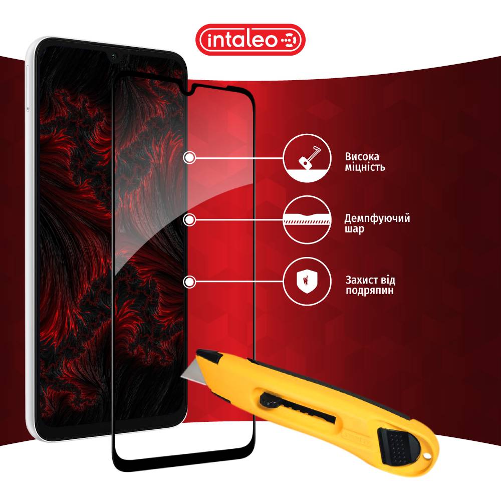 Фото Защитное стекло INTALEO для Samsung A05S Full Glue Black (1283126582011)