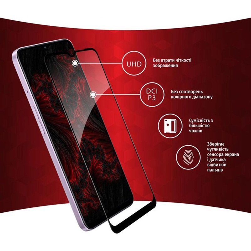 Захисне скло Intaleo Full Glue для Xiaomi Redmi 13C Black (1283126583230) Олеофобне покриття True
