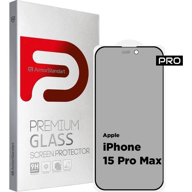 Захисне скло ARMORSTANDART Pro Anti-spy Matte для Apple iPhone 15 Pro Max Black (ARM73172)