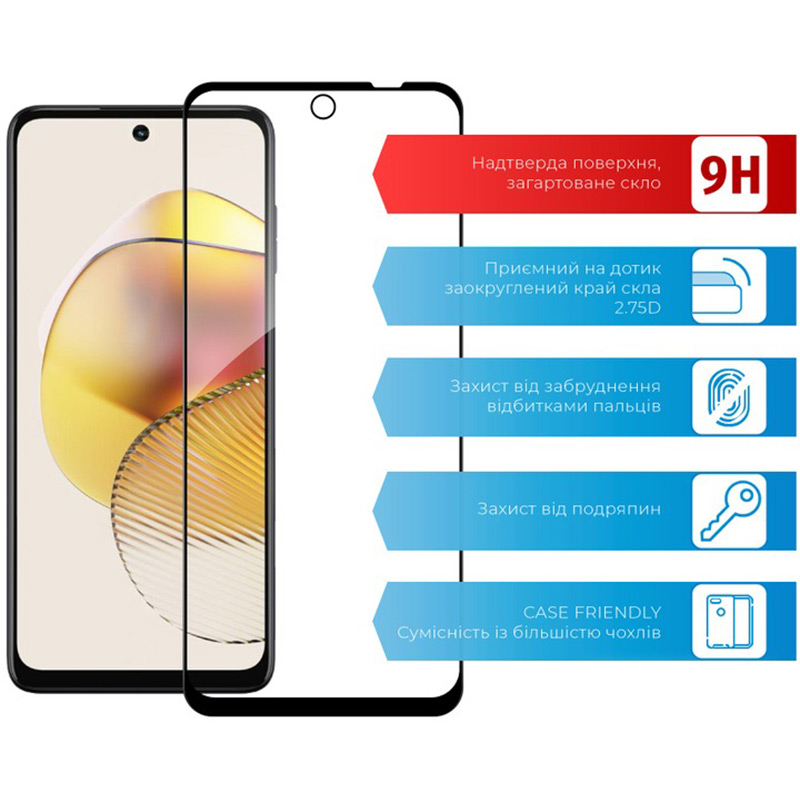 Захисне скло ACCLAB Full Glue для Motorola Moto G73 Black (1283126567261) Тип скло